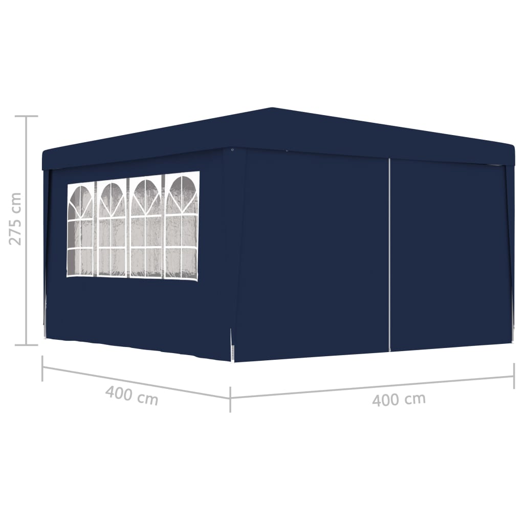 Cort de petrecere profesional cu pereți albastru 4x4 m 90 g/m²