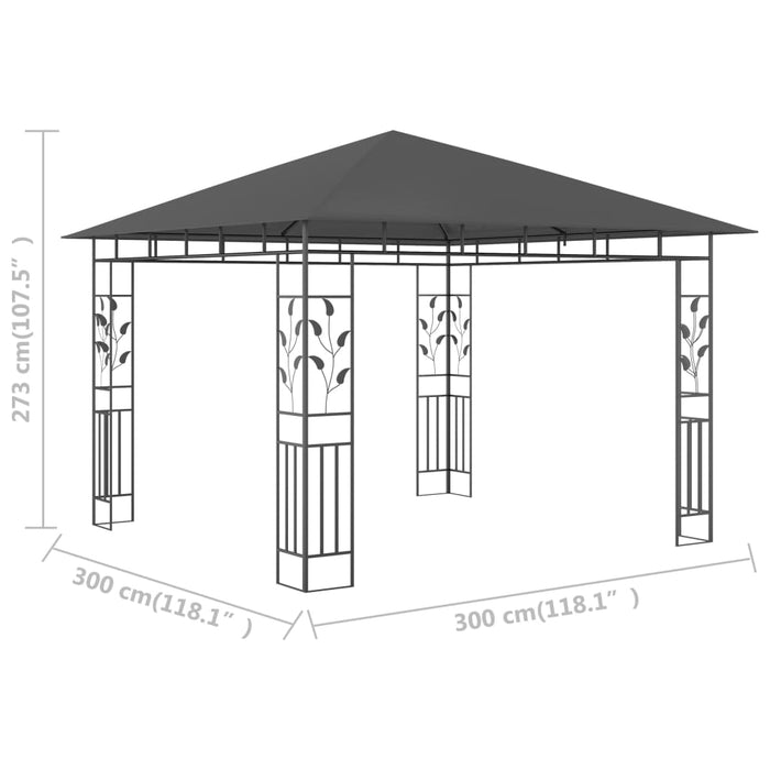Pavilion cu plasă anti-țânțari, antracit, 3x3x2,73 m, 180 g/m² - WALTI WALTI