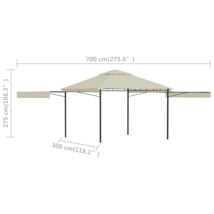 Pavilion cu acoperiș dublu extins, 3x3x2,75 m, crem, 180 g/m² - WALTI WALTI