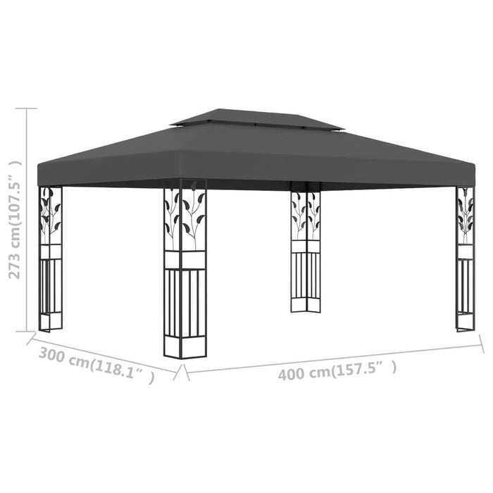 Pavilion cu acoperiș dublu, antracit, 3 x 4 m - WALTI WALTI