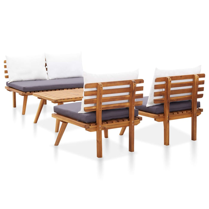 Set mobilier de grădină cu perne, 4 piese, lemn masiv de acacia - WALTI