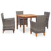 Set mobilier de exterior, 5 piese, gri, poliratan, lemn acacia - WALTI WALTI