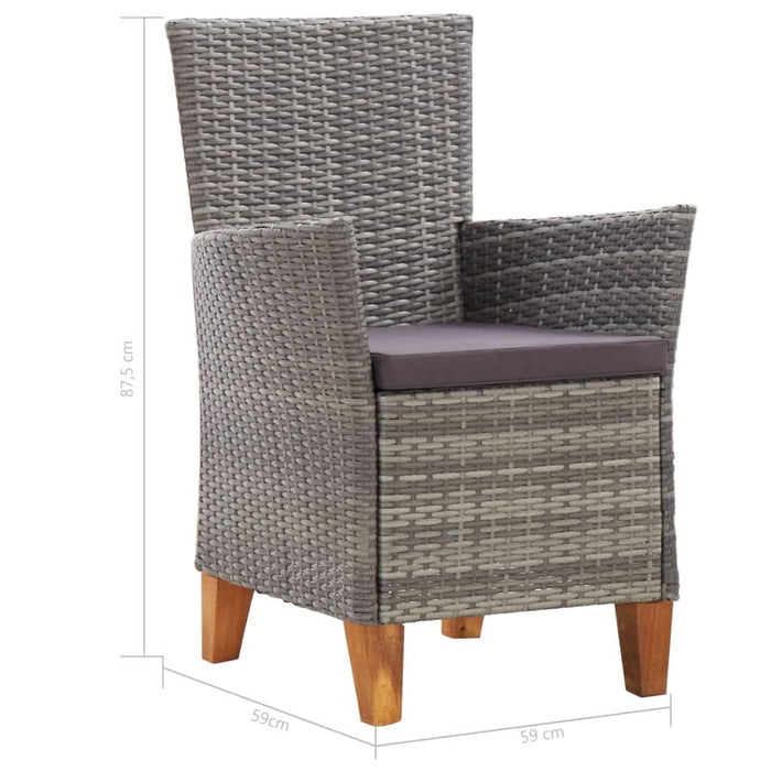 Set mobilier de exterior, 5 piese, gri, poliratan, lemn acacia - WALTI WALTI