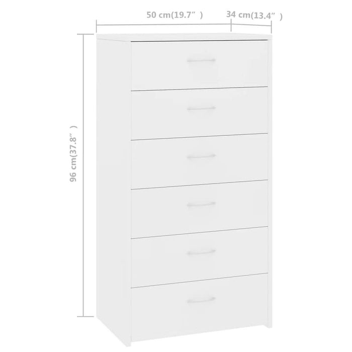 Servantă cu 6 sertare, alb, 50 x 34 x 96 cm, PAL - WALTI WALTI