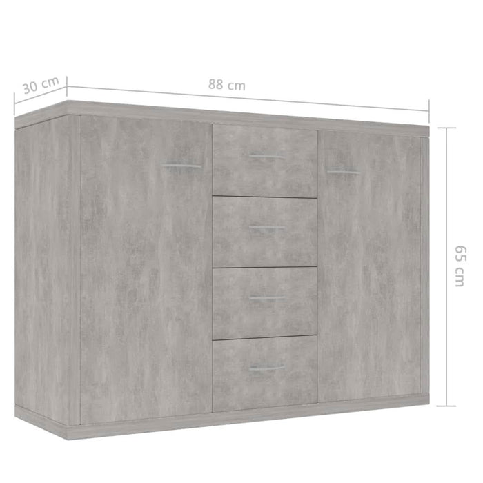 Servantă, gri beton, 88x30x65 cm, PAL - WALTI WALTI