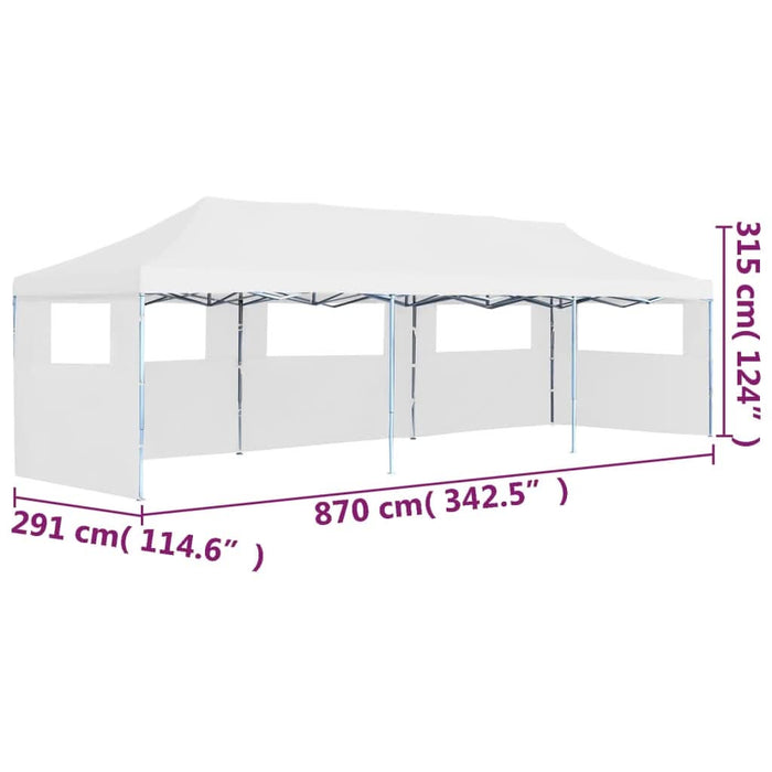Cort petrecere pliabil cu 5 pereți laterali, alb, 3 x 9 m - WALTI WALTI