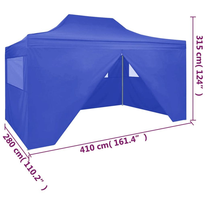 Cort de petrecere pliabil cu 4 pereți, albastru, 3 x 4 m, oțel - WALTI WALTI