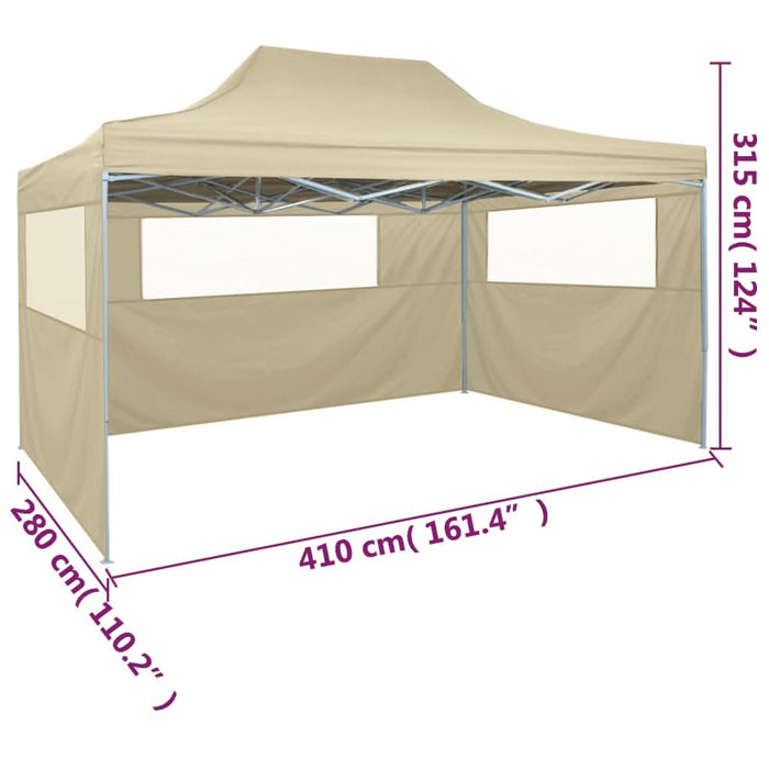 Cort de petrecere pliabil cu 3 pereți, crem, 3 x 4 m, oțel - WALTI WALTI