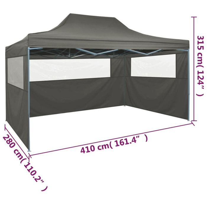 Cort de petrecere pliabil cu 3 pereți, antracit, 3 x 4 m, oțel - WALTI WALTI