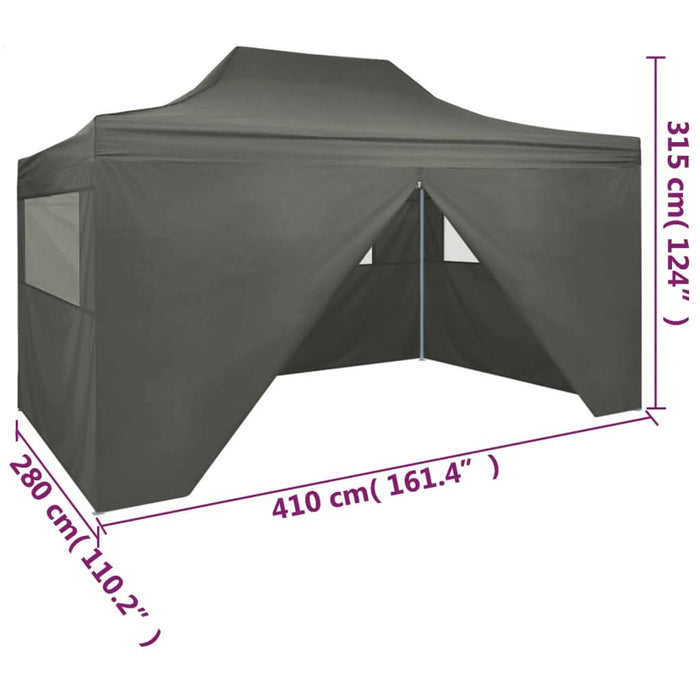 Cort de petrecere pliabil cu 4 pereți, antracit, 3 x 4 m, oțel - WALTI WALTI