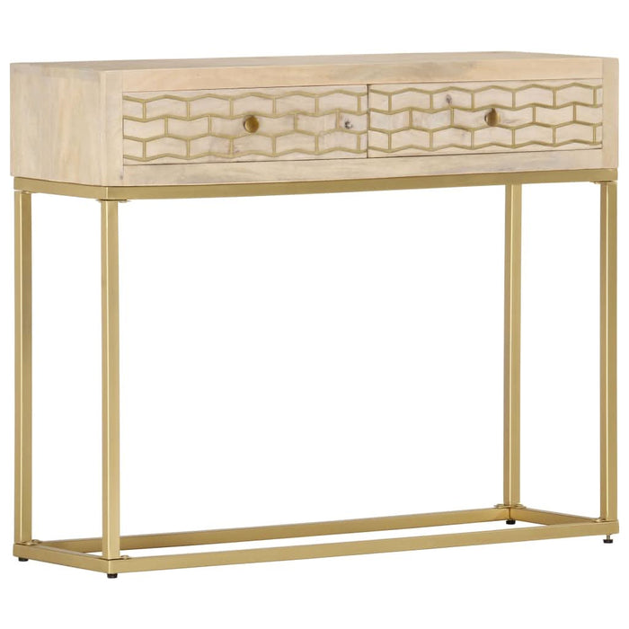 Masă consolă, auriu, 90 x 30 x 75 cm, lemn masiv de mango - WALTI WALTI