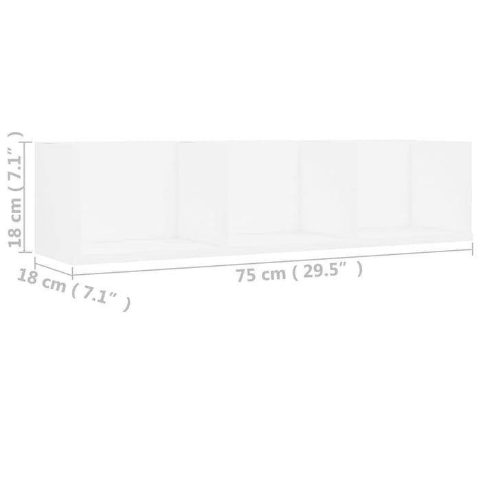 Raft de perete pentru CD-uri, alb, 75 x 18 x 18 cm, PAL - WALTI WALTI