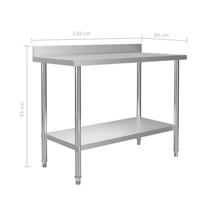 Masă de lucru bucătărie bordură antistropire 120x60x93 cm oțel - WALTI WALTI