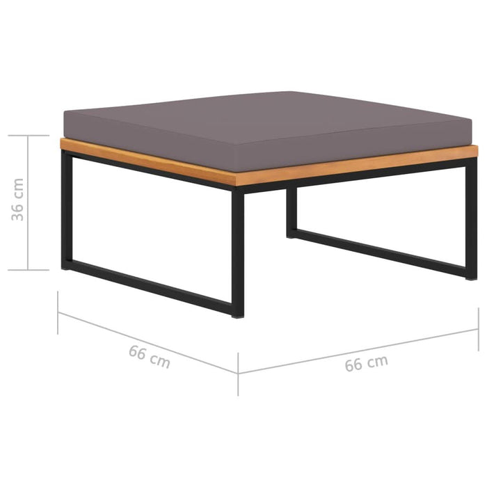 Taburet cu pernă gri închis, 66x66x36 cm, lemn masiv acacia - WALTI WALTI