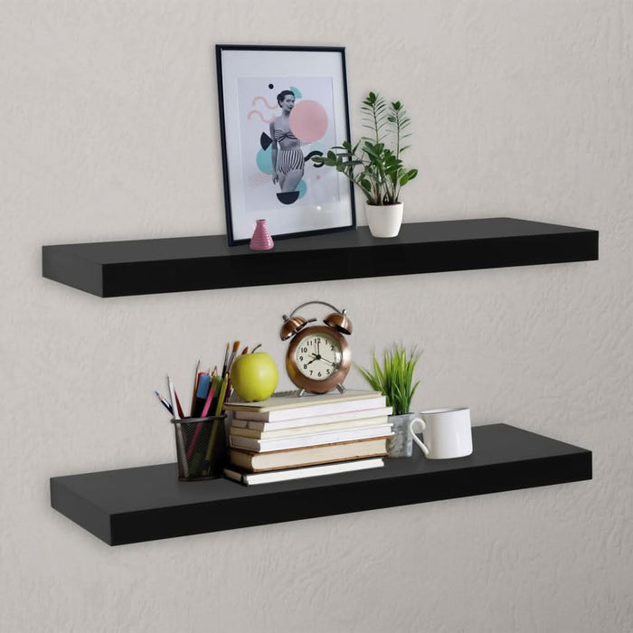 Rafturi de perete suspendate, 2 buc., negru, 100x20x3,8 cm - WALTI WALTI