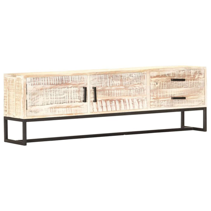 Comodă TV, 140 x 30 x 45 cm, alb, lemn masiv de acacia - WALTI WALTI