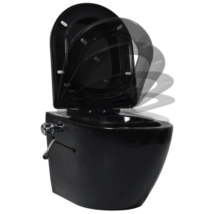 Vas WC suspendat fără ramă cu funcție de bideu, negru, ceramică - WALTI WALTI