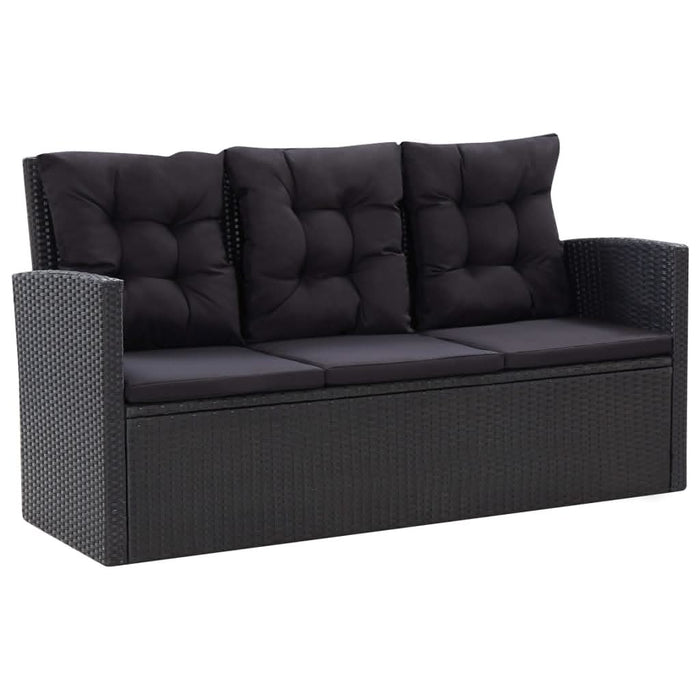 Set mobilier de grădină cu perne, 6 piese, negru, poliratan - WALTI WALTI