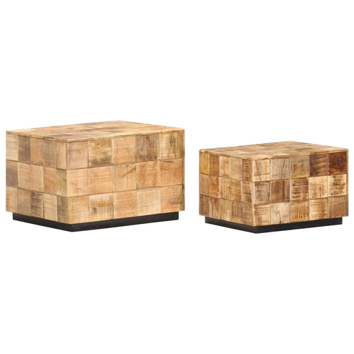 Măsuțe de cafea, 2 buc., design bloc, lemn brut de mango - WALTI WALTI