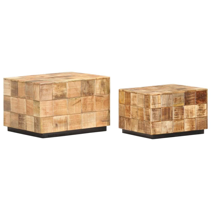 Măsuțe de cafea, 2 buc., design bloc, lemn brut de mango - WALTI WALTI