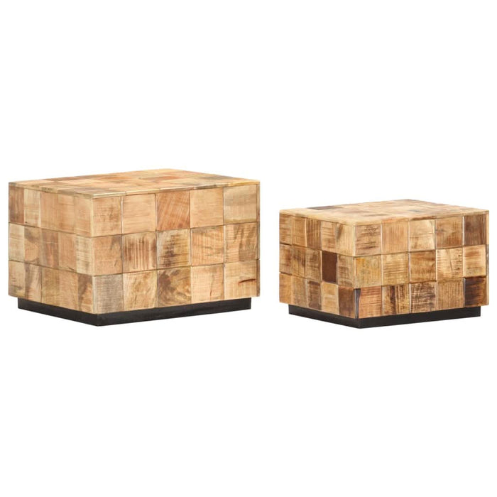 Măsuțe de cafea, 2 buc., design bloc, lemn brut de mango - WALTI WALTI