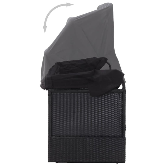 Pat canapea de exterior cu copertină, negru, poliratan - WALTI WALTI