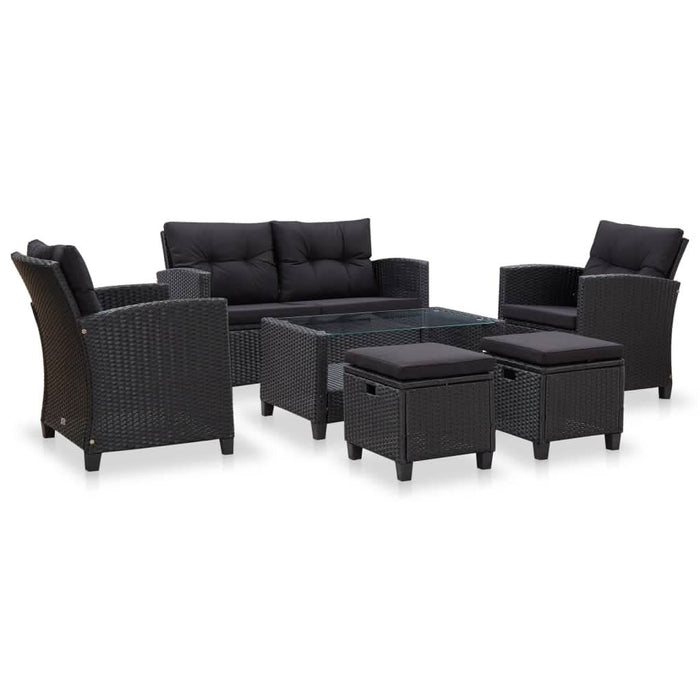 Set mobilier de grădină cu perne, 6 piese, negru, poliratan - WALTI WALTI