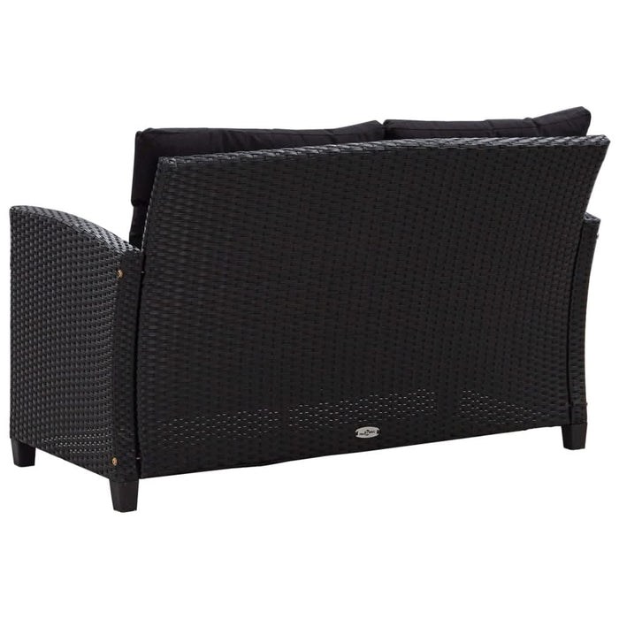 Canapea de grădină cu 2 locuri cu perne, negru, 124 cm, poliratan - WALTI WALTI