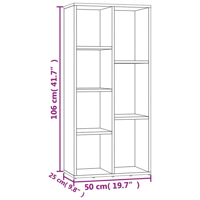 Bibliotecă, gri beton, 50 x 25 x 106 cm, PAL - WALTI WALTI