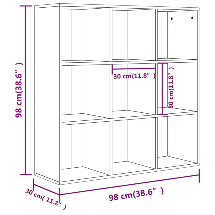 Bibliotecă, gri beton, 98 x 30 x 98 cm, PAL - WALTI WALTI