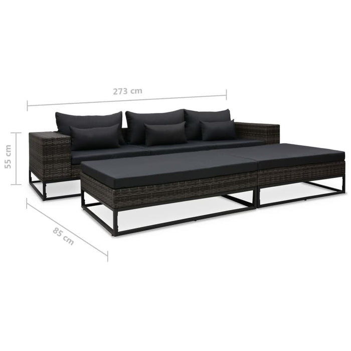 Set canapele de grădină cu perne, 5 piese, gri, poliratan - WALTI WALTI
