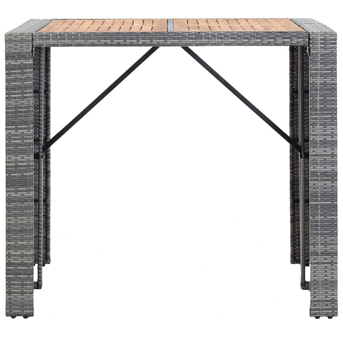 Set mobilier bar exterior, 5 piese, gri, poliratan, lemn acacia - WALTI