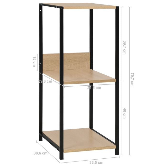Bibliotecă mică negru/stejar, 33,5x39,6x79,7 cm, lemn prelucrat - WALTI WALTI