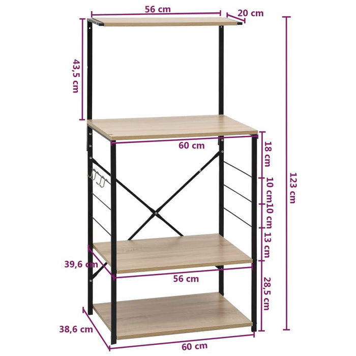 Dulap microunde, negru/stejar 60x39,6x123 cm lemn prelucrat - WALTI WALTI