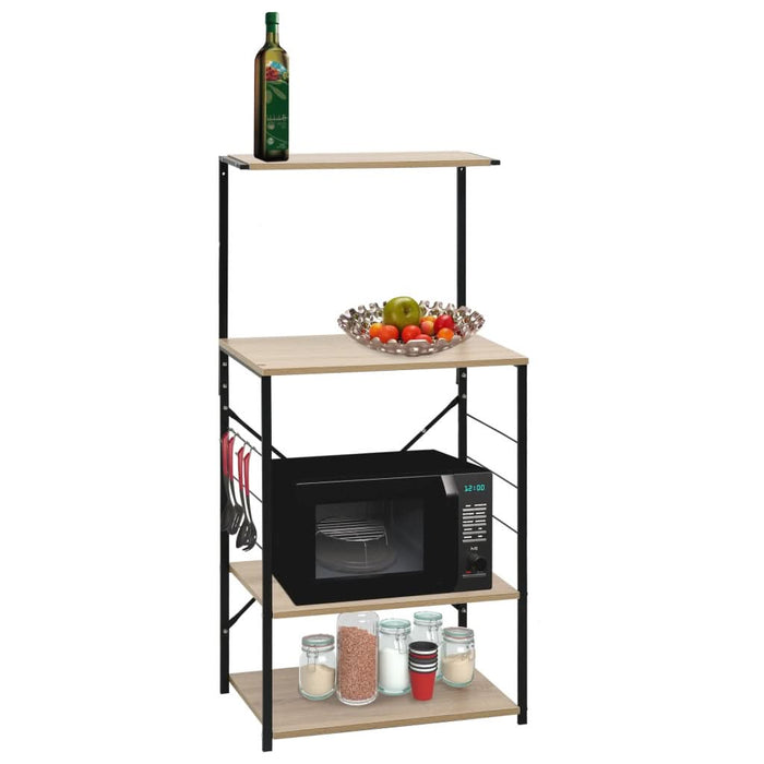 Dulap microunde, negru/stejar 60x39,6x123 cm lemn prelucrat - WALTI WALTI