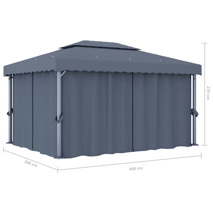 Pavilion cu perdea, antracit, 4 x 3 m, aluminiu - WALTI WALTI