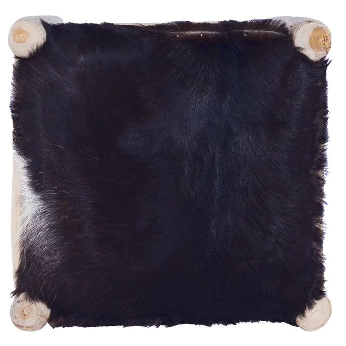 Taburet de bar, piele naturală și lemn masiv de tec - WALTI WALTI