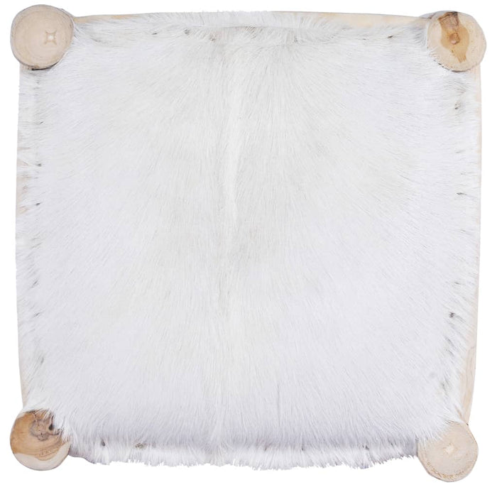 Taburet de bar, piele naturală și lemn masiv de tec - WALTI WALTI