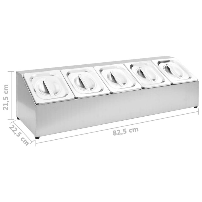 Recipient Gastronorm cu 5 secțiuni GN 1/6 oțel inoxidabil - WALTI WALTI