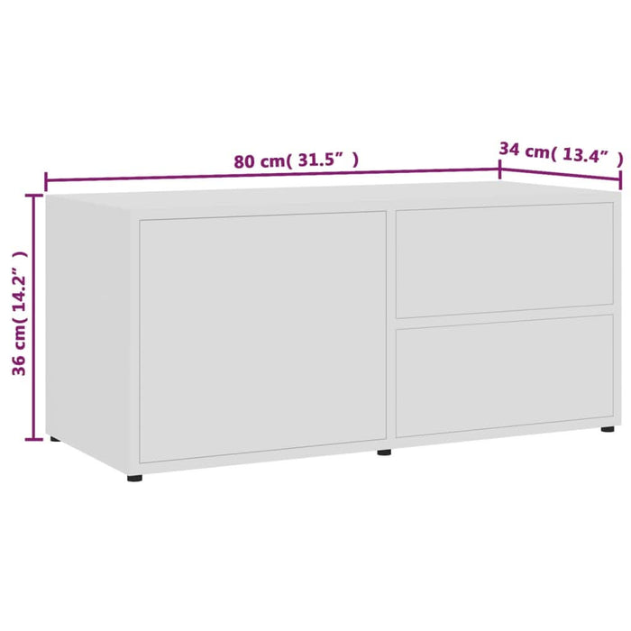 Comodă TV, alb, 80 x 34 x 36 cm, PAL - WALTI WALTI