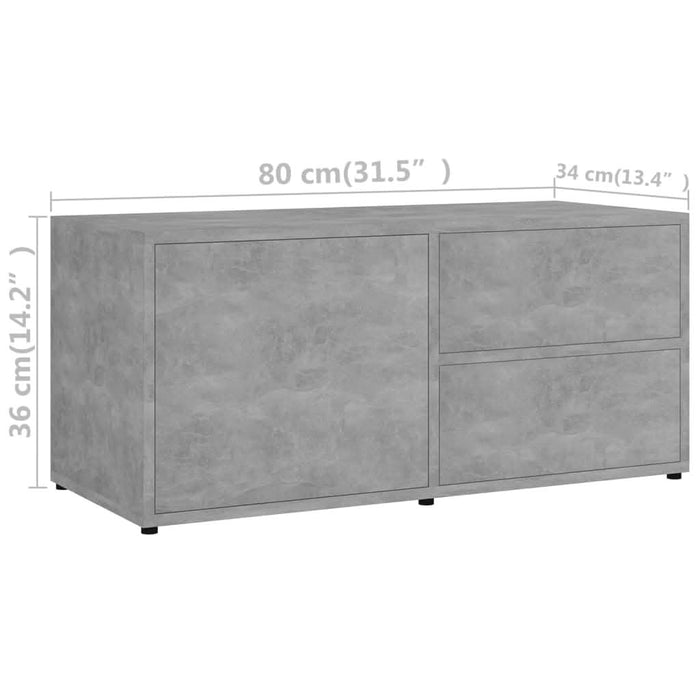 Comodă TV, gri beton, 80 x 34 x 36 cm, PAL - WALTI WALTI