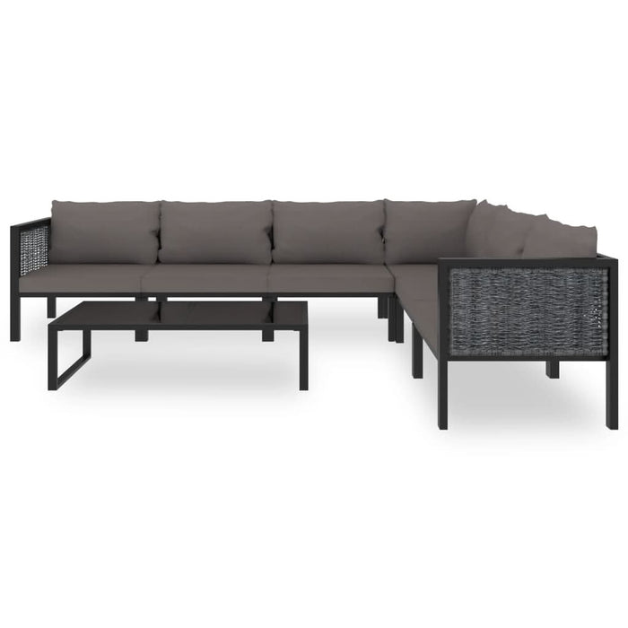 Set mobilier de grădină cu perne, 7 piese, antracit, poliratan - WALTI WALTI