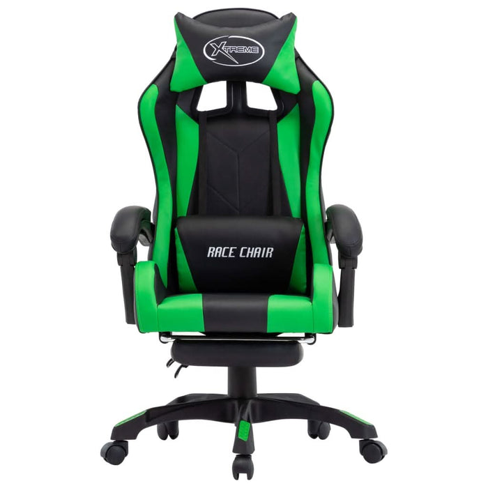 Scaun de racing cu suport picioare verde/negru piele ecologică - WALTI WALTI