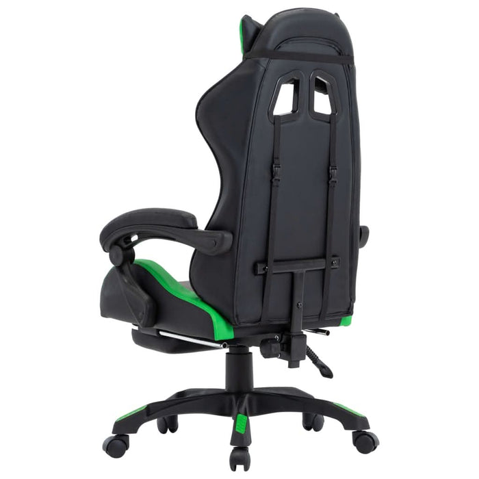 Scaun de racing cu suport picioare verde/negru piele ecologică - WALTI WALTI
