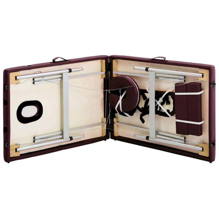 Masă de masaj pliabilă, 2 zone, violet vin, aluminiu - WALTI WALTI