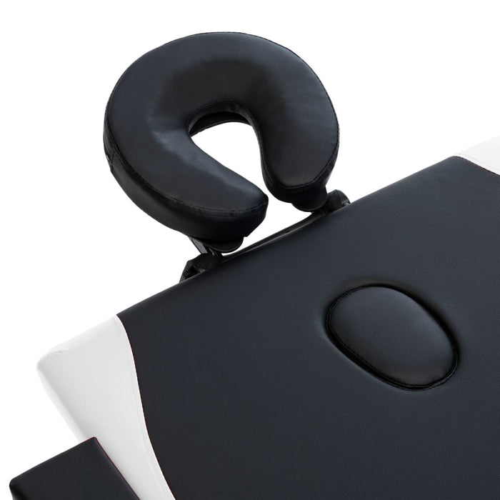 vidaXL Masă pliabilă de masaj, 2 zone, negru și alb, lemn - WALTI WALTI