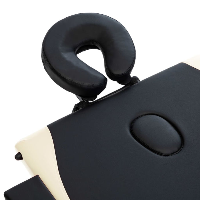 vidaXL Masă pliabilă de masaj, 3 zone, negru și bej, lemn - WALTI WALTI