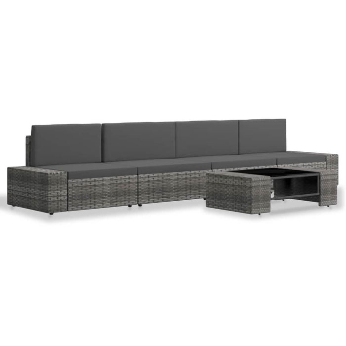 Set mobilier de grădină, 5 piese, gri, poliratan - WALTI WALTI