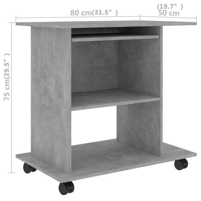 Birou de calculator, gri beton, 80 x 50 x 75 cm, PAL - WALTI WALTI