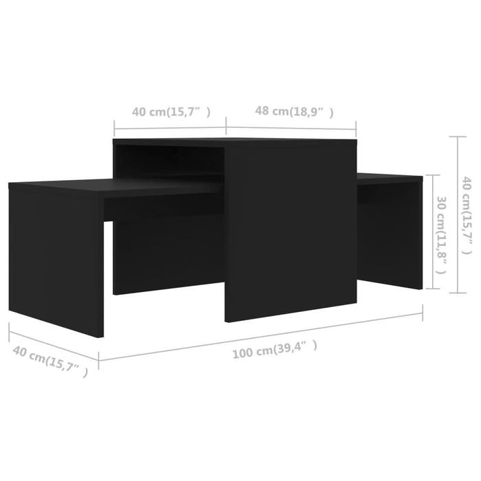 Set măsuțe de cafea, negru, 100x48x40 cm, PAL - WALTI WALTI
